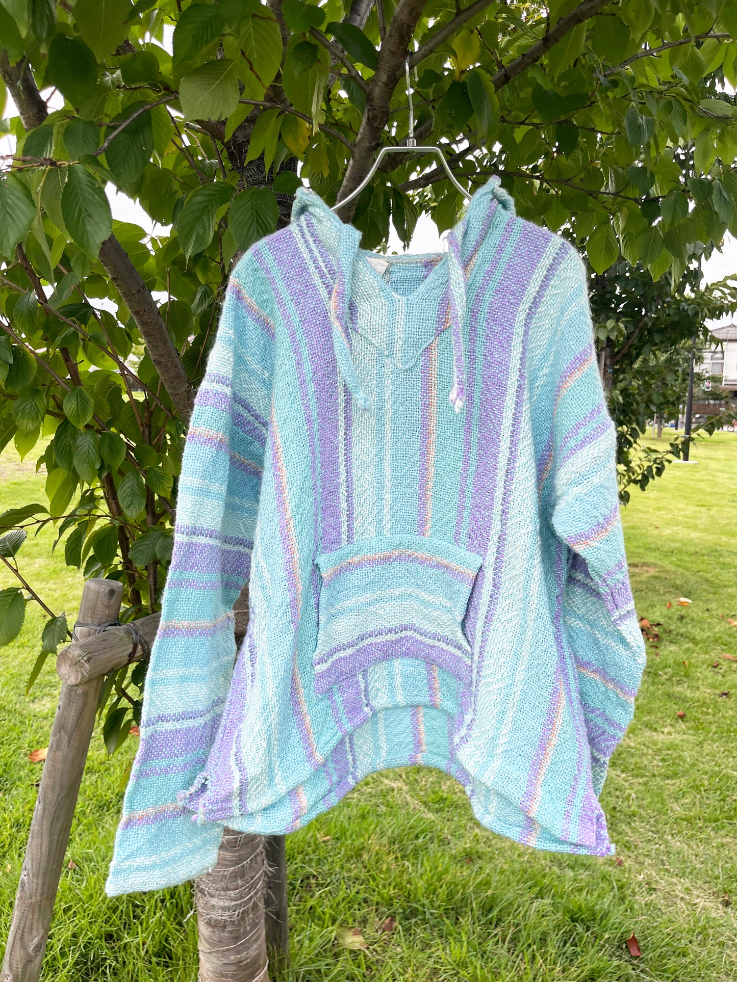 Pastel Blue Baja Hoodie mexican parka (Size XL)