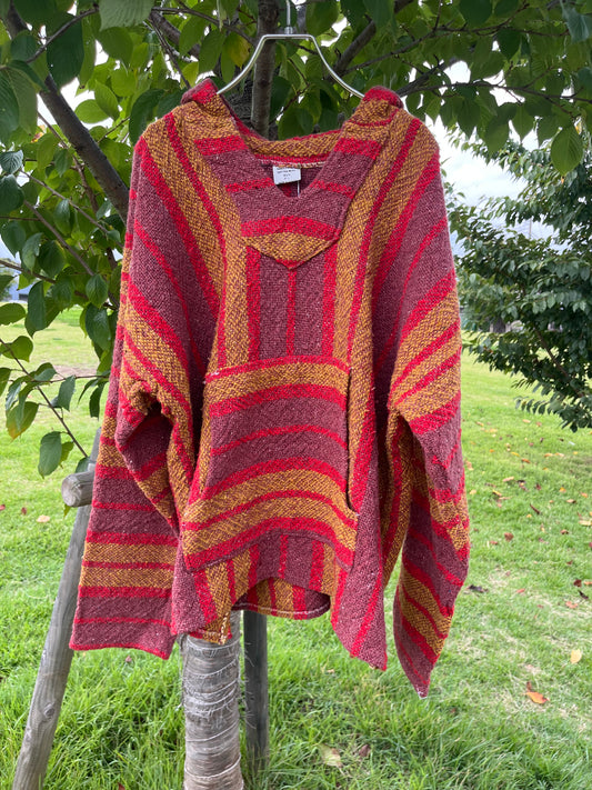 Red gradient Baja Hoodie Mexican Parka (Size XL)