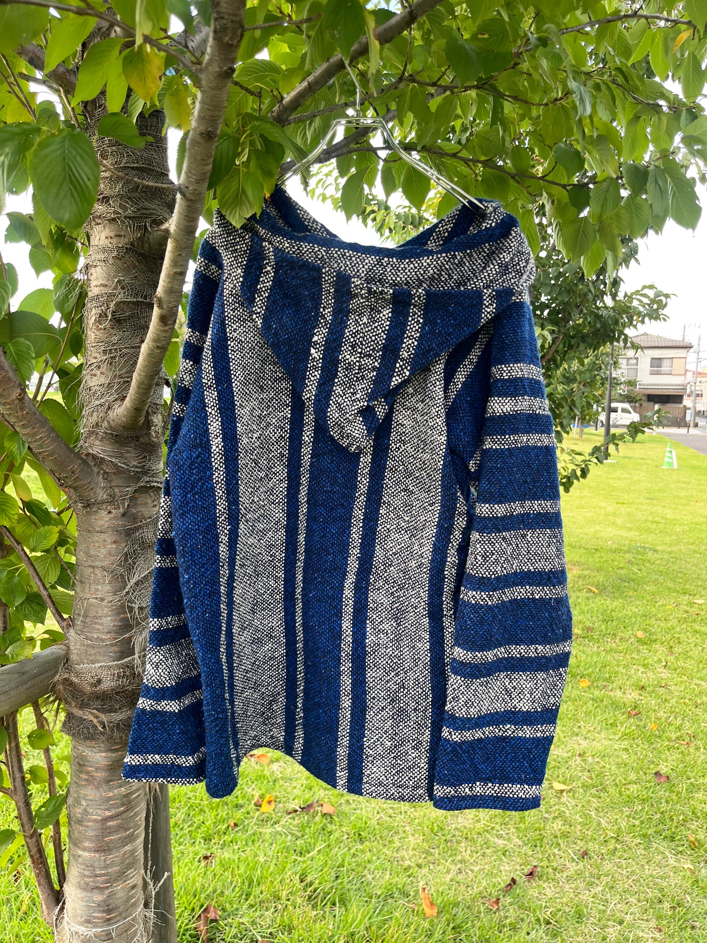 ARTESANIAS Blue Baja Hoodie Mexican Parka (size XL)