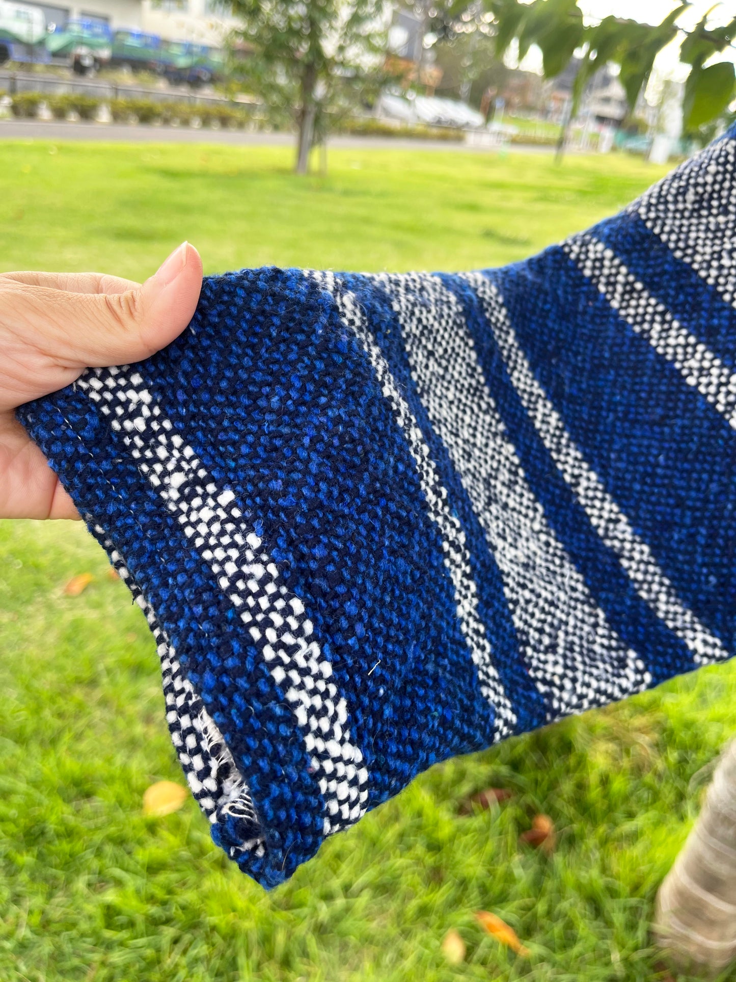 ARTESANIAS Blue Baja Hoodie Mexican Parka (size XL)