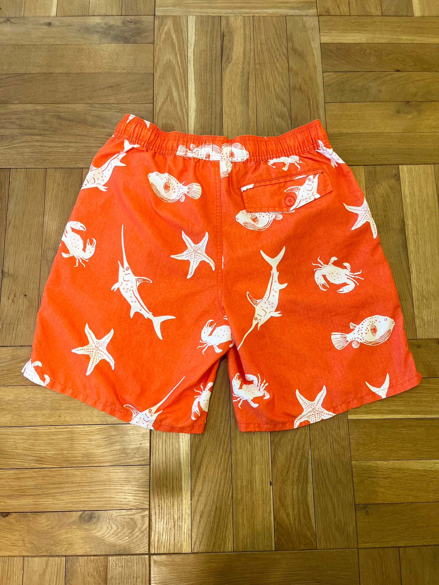 【EURO vintage】Underwater pattern Nylon beach shorts (men's M）