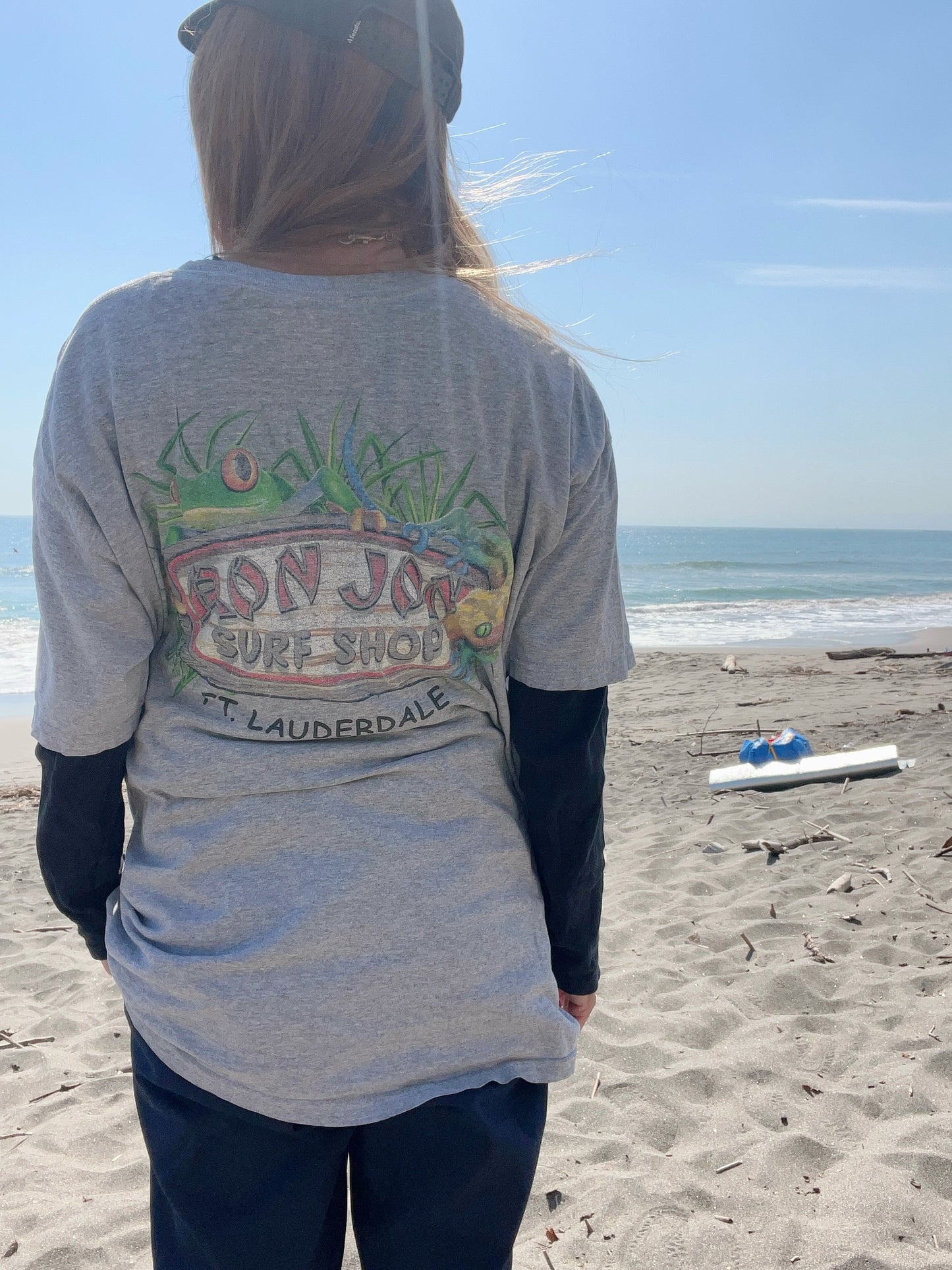 00's RONJON SURF SHOP Ft.LAVDER DALE Frog  T-shirt (men's L)