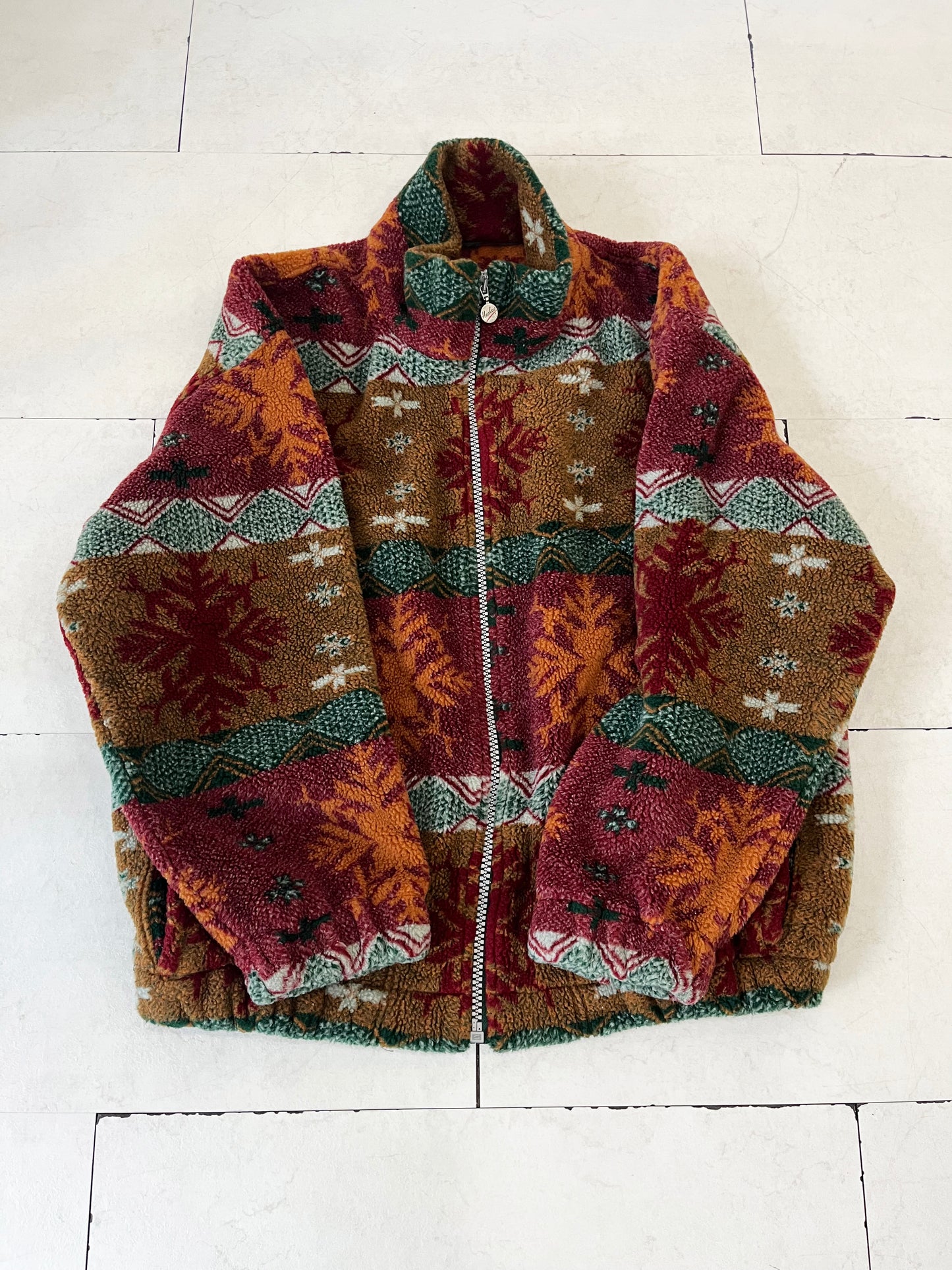 EURO vintage Healey Native Patten Zip UP Fleece Jacket (size XXL)