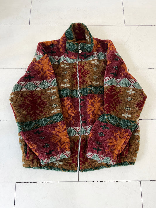 EURO vintage Healey Native Patten Zip UP Fleece Jacket (size XXL)