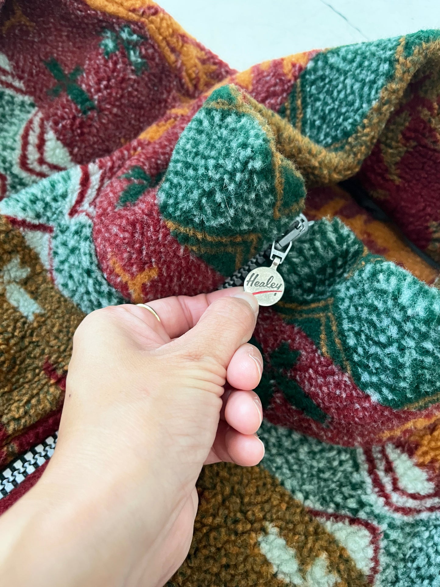 EURO vintage Healey Native Patten Zip UP Fleece Jacket (size XXL)