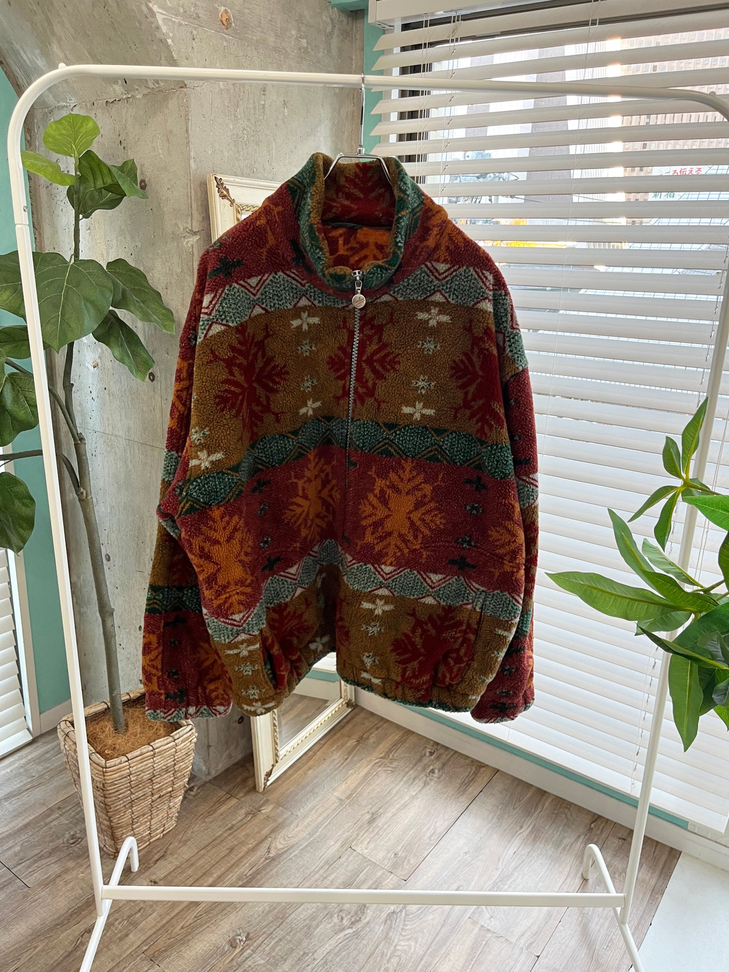 EURO vintage Healey Native Patten Zip UP Fleece Jacket (size XXL)
