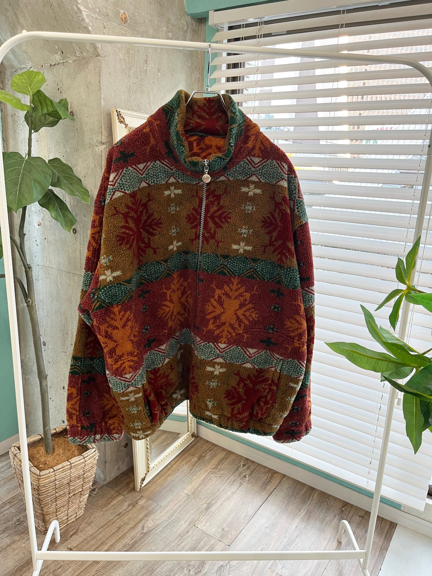 EURO vintage Healey Native Patten Zip UP Fleece Jacket (size XXL)