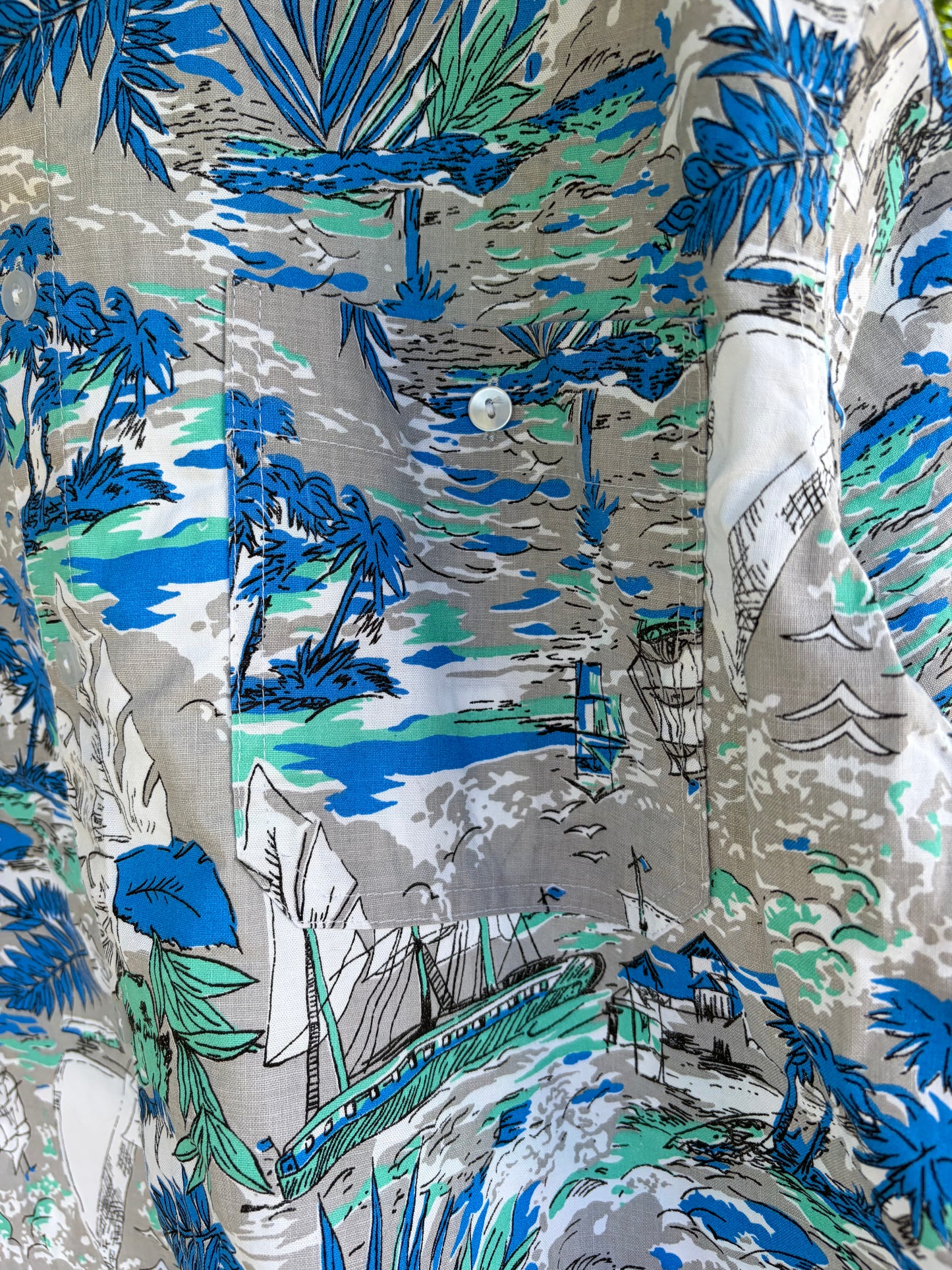 【Euro vintage】REINE All Over Pattan Cotton Aloha Shirt （size 52/54 )