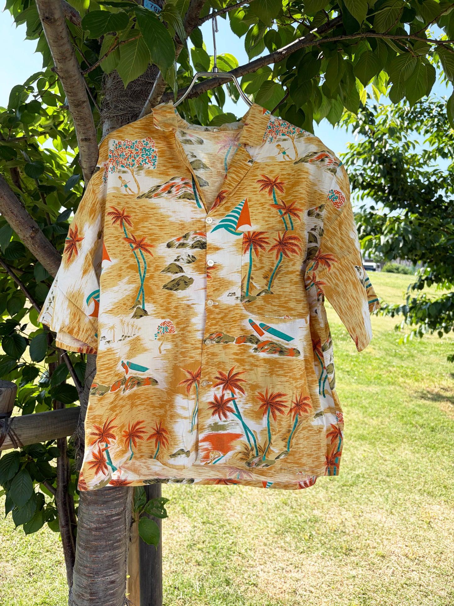 vintage Seascape pattan aloha shirt (women's L相当)