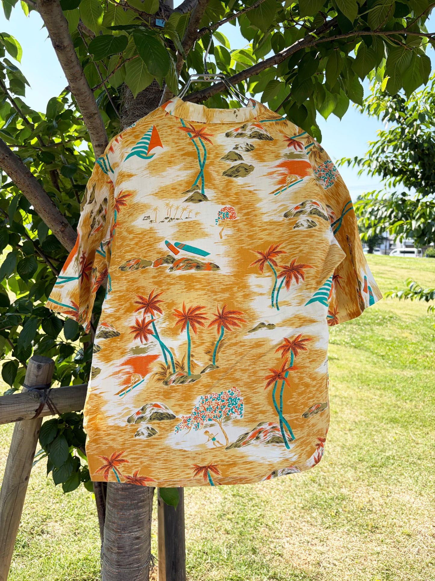 vintage Seascape pattan aloha shirt (women's L相当)