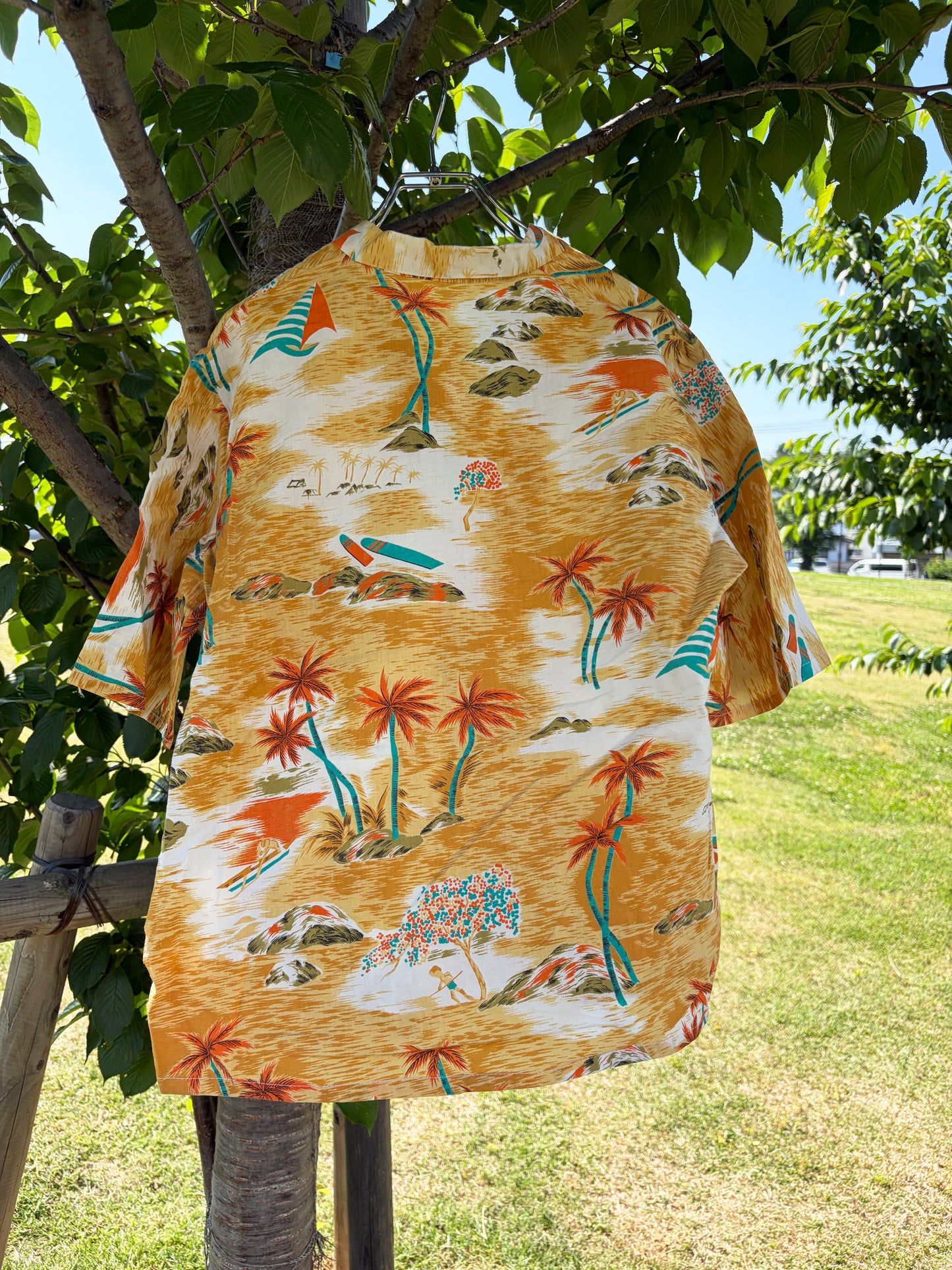 vintage Seascape pattan aloha shirt (women's L相当)