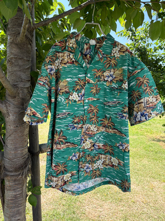 Royal Hawaiian Creation All Over Pattan Cotton Aloha Shirt  (men's XL)
