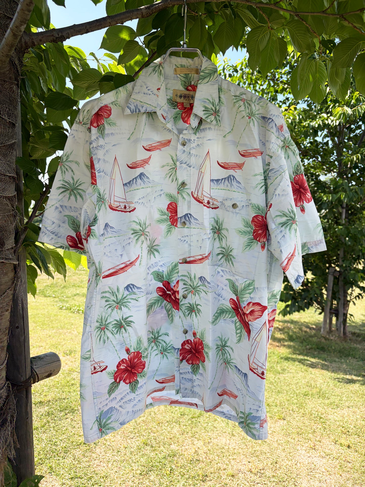 CAMPIA MODA All Over Pattan Cotton Aloha Shirt (men's M)