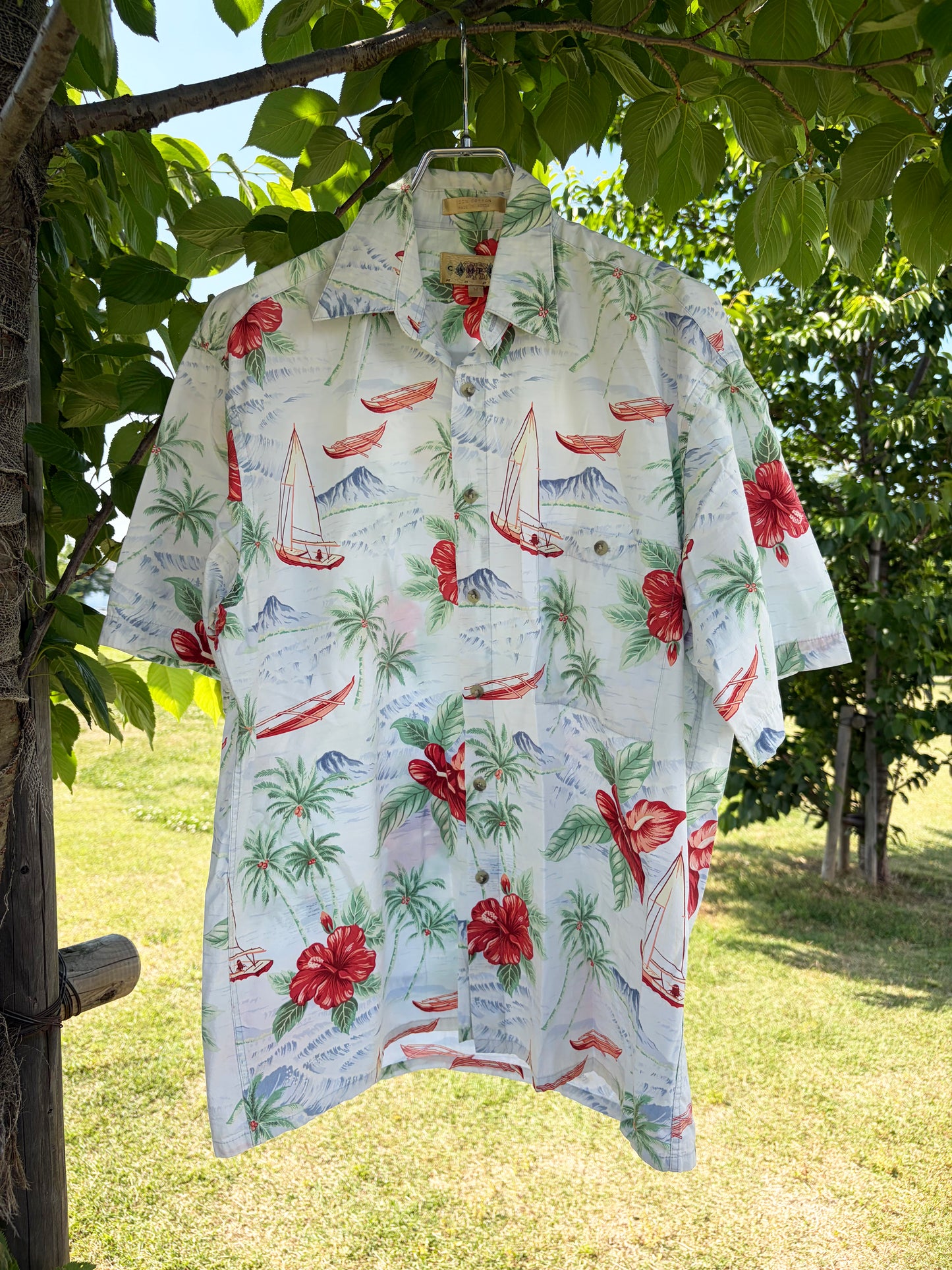 CAMPIA MODA All Over Pattan Cotton Aloha Shirt (men's M)