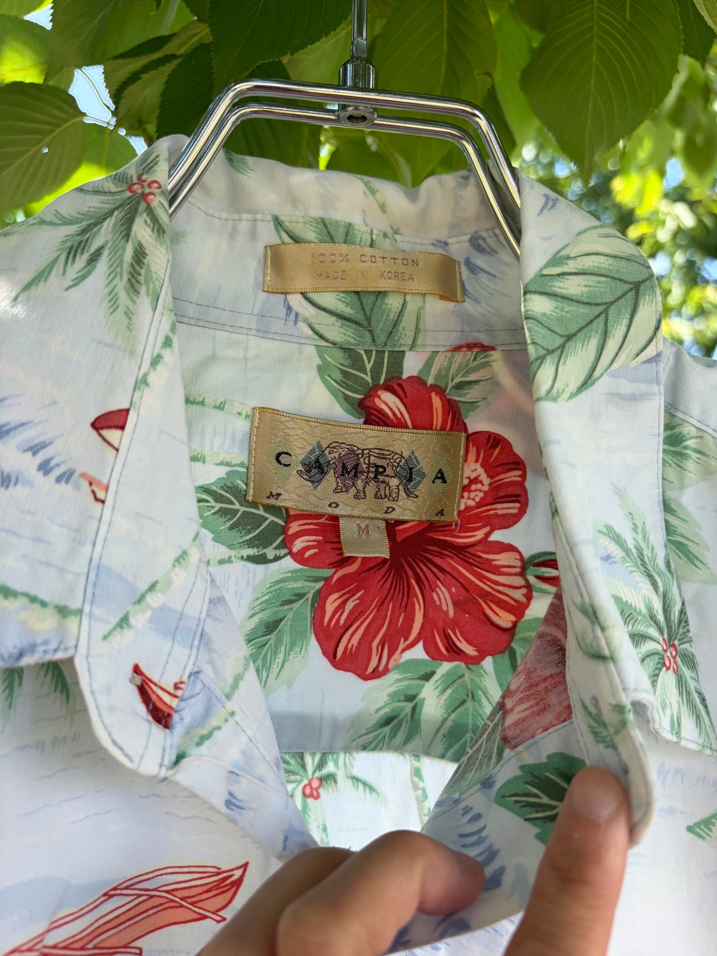 CAMPIA MODA All Over Pattan Cotton Aloha Shirt (men's M)
