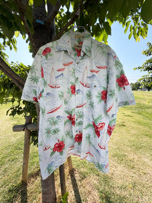 CAMPIA MODA All Over Pattan Cotton Aloha Shirt (men's M)