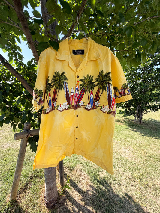 FAVANT Surf Board Pattan Cotton Aloha shirt (men's L)