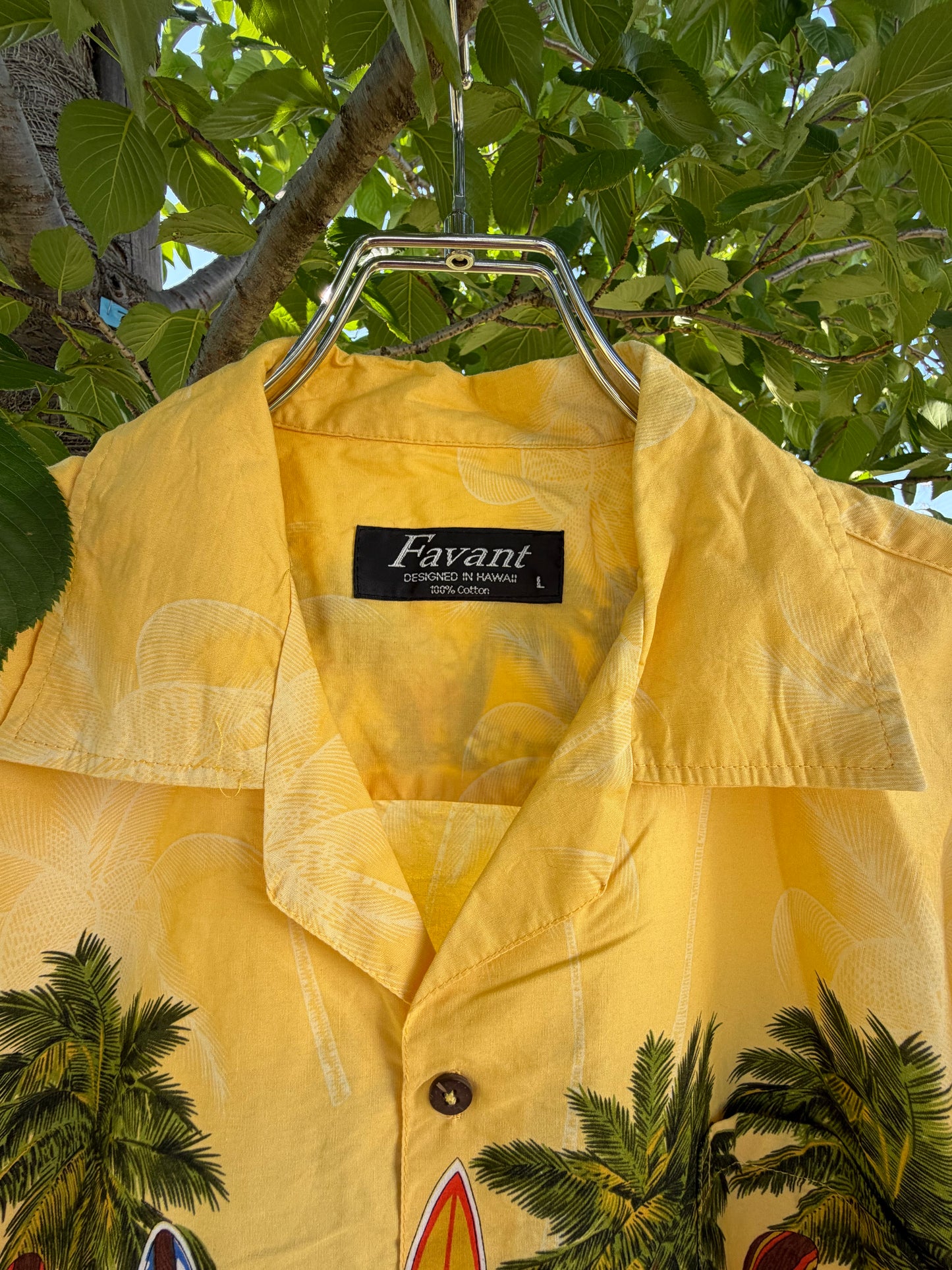 FAVANT Surf Board Pattan Cotton Aloha shirt (men's L)