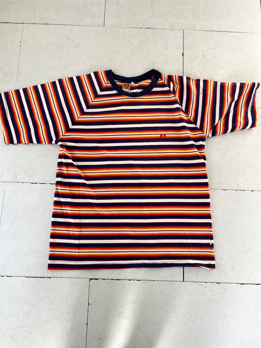 【vintage】90's Hang ten Surf Striped design T-shirt Made in USA(men's L)