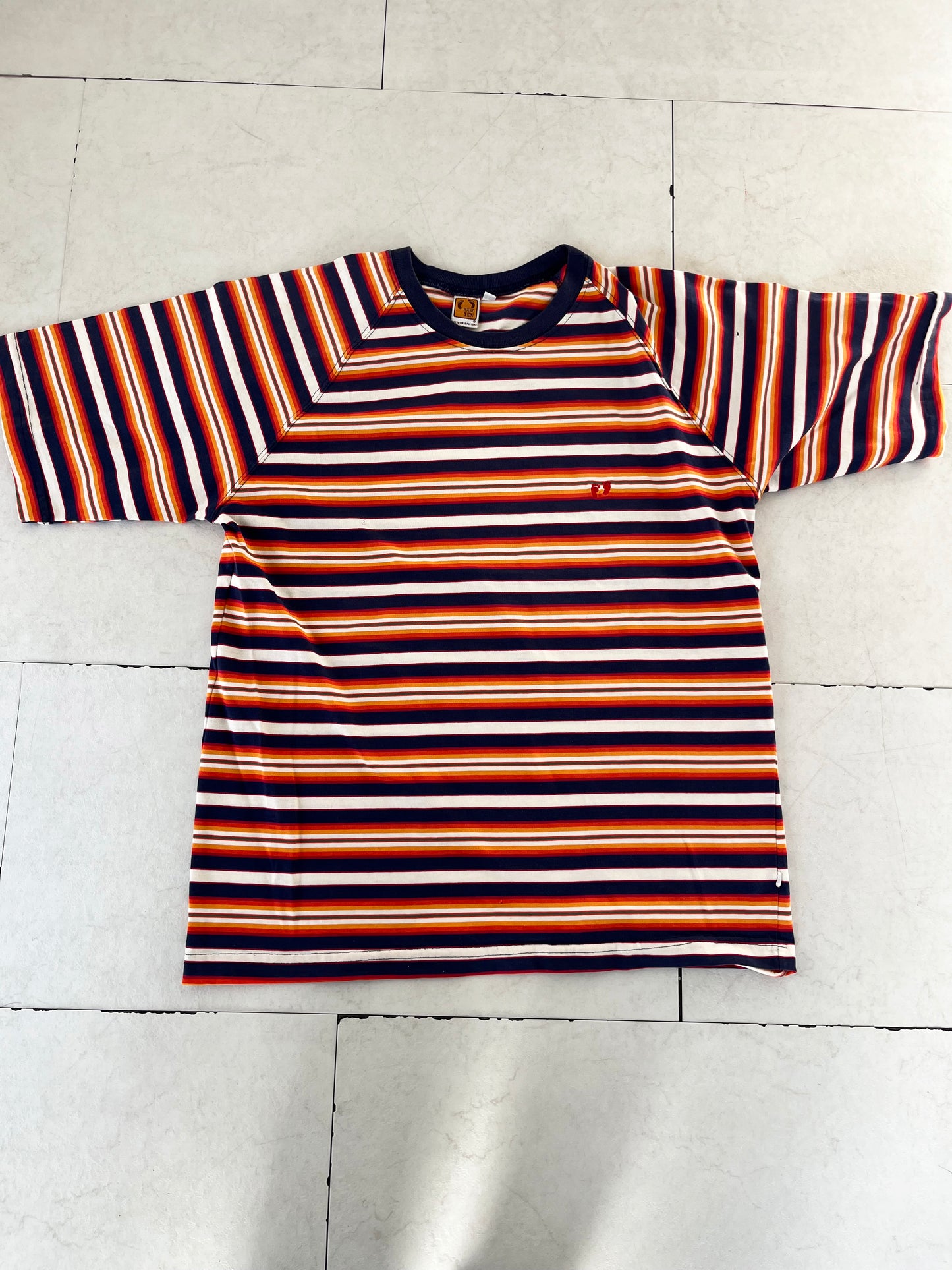 【vintage】90's Hang ten Surf Striped design T-shirt Made in USA(men's L)