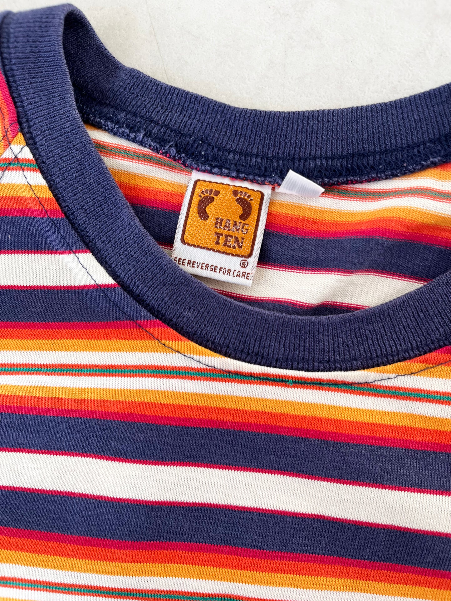 【vintage】90's Hang ten Surf Striped design T-shirt Made in USA(men's L)