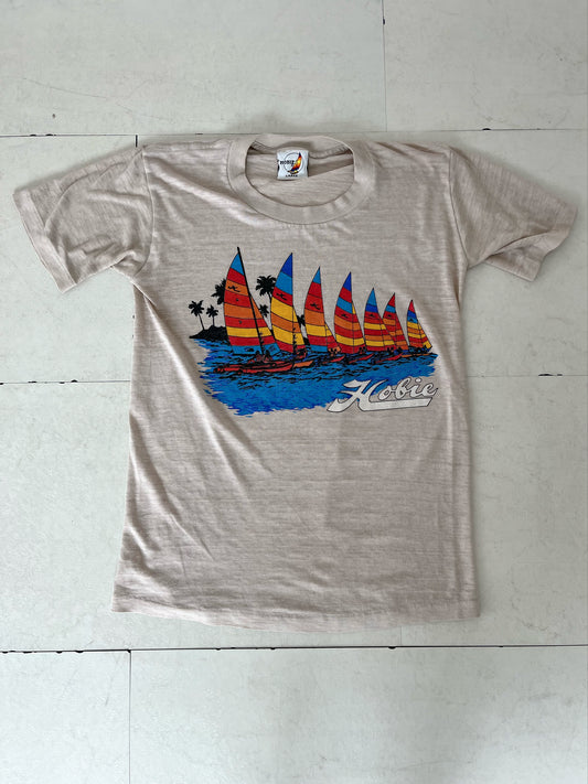 【HOBIE】80's vintage Hobie wind surfing T-shirt Made in USA(women's L)