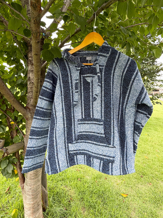 Artesanias Santa Fe Navy Multi Stripe Baja Hoodie (size M)
