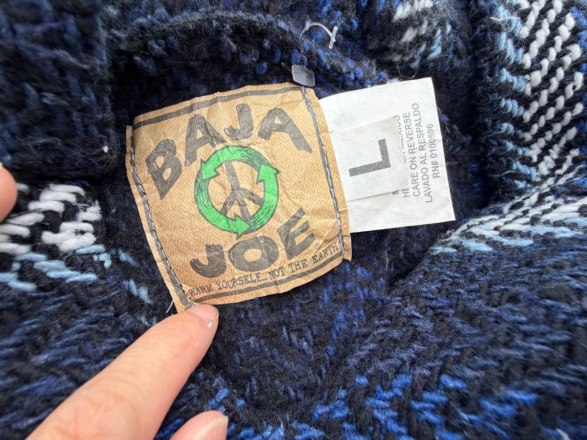 Baja Joe Navy Herringbone Baja Hoodie  (size L)