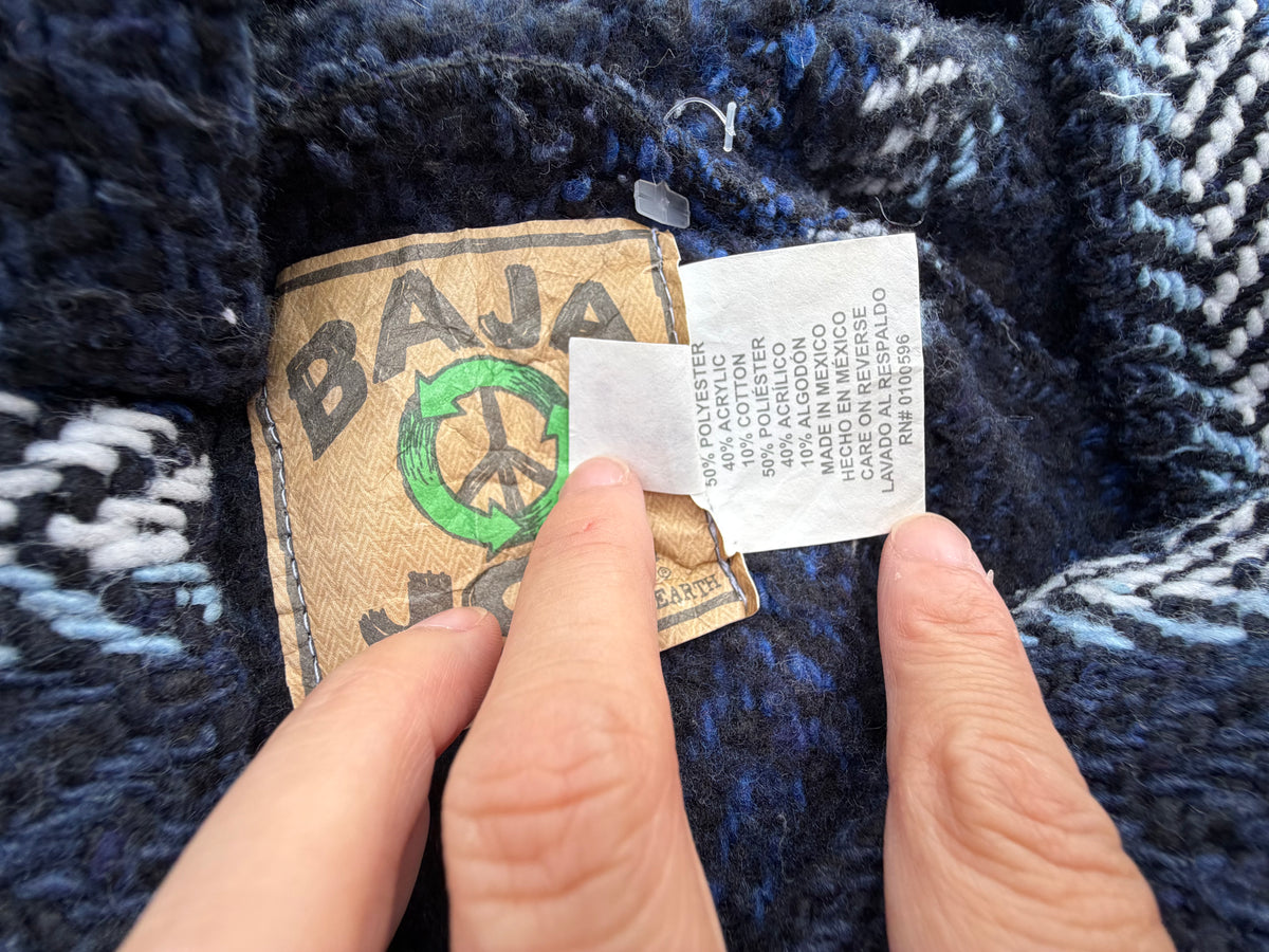 Baja Joe Navy Herringbone Baja Hoodie  (size L)