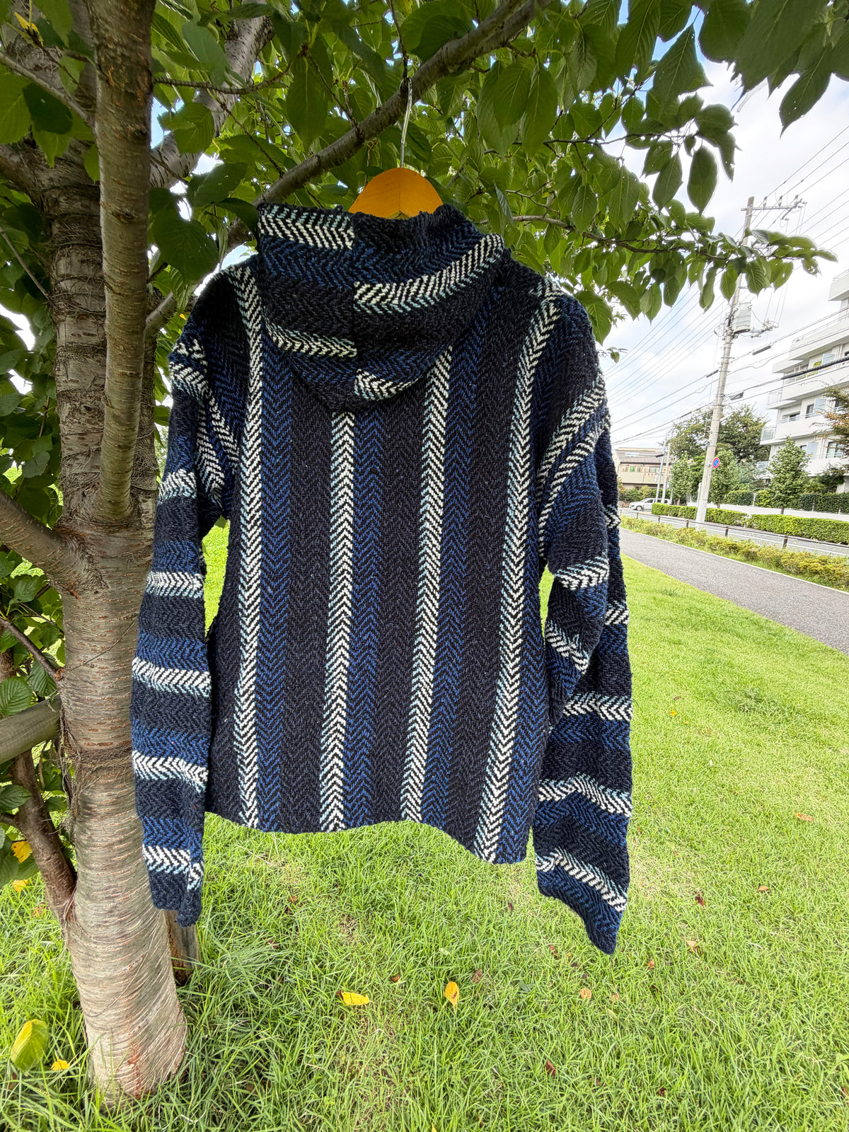 Baja Joe Navy Herringbone Baja Hoodie  (size L)