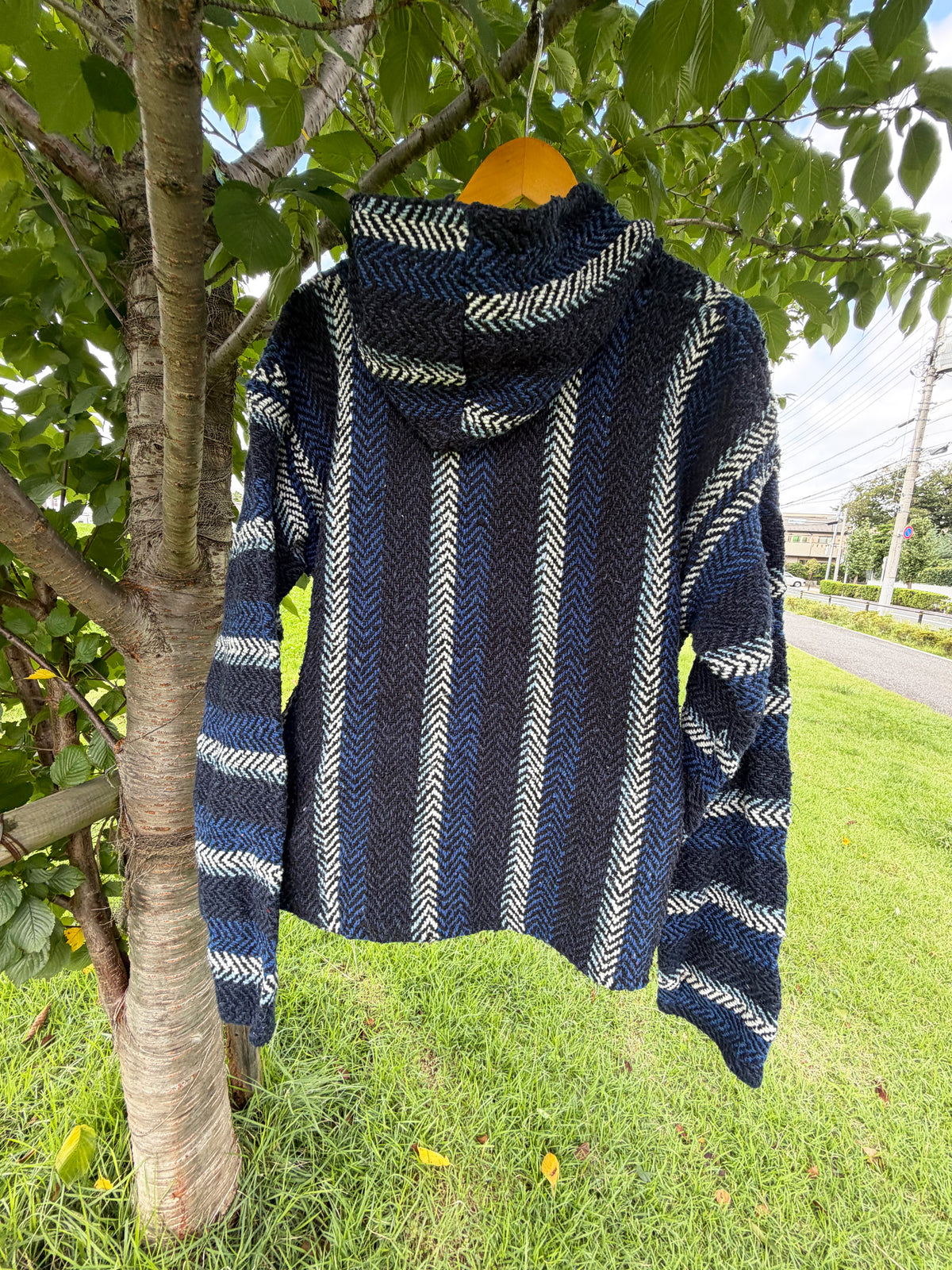 Baja Joe Navy Herringbone Baja Hoodie  (size L)