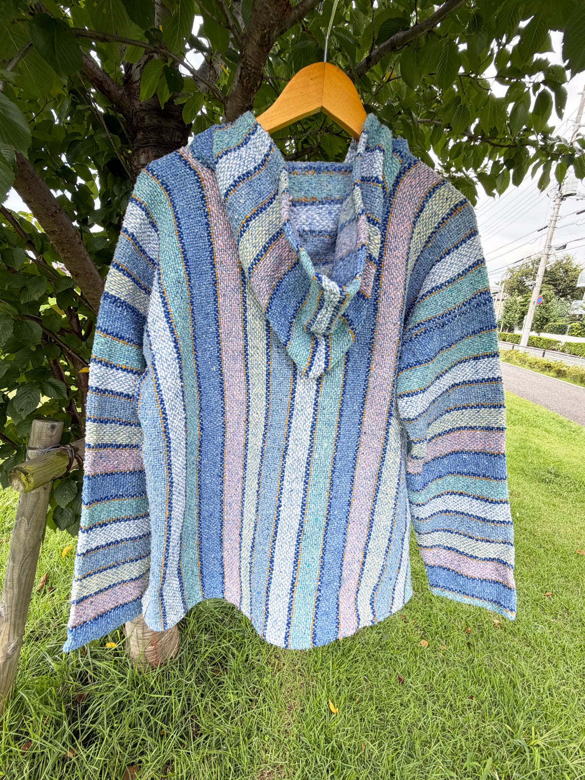 Textiles Pastel Multi stripe Baja Hoodie (size M)
