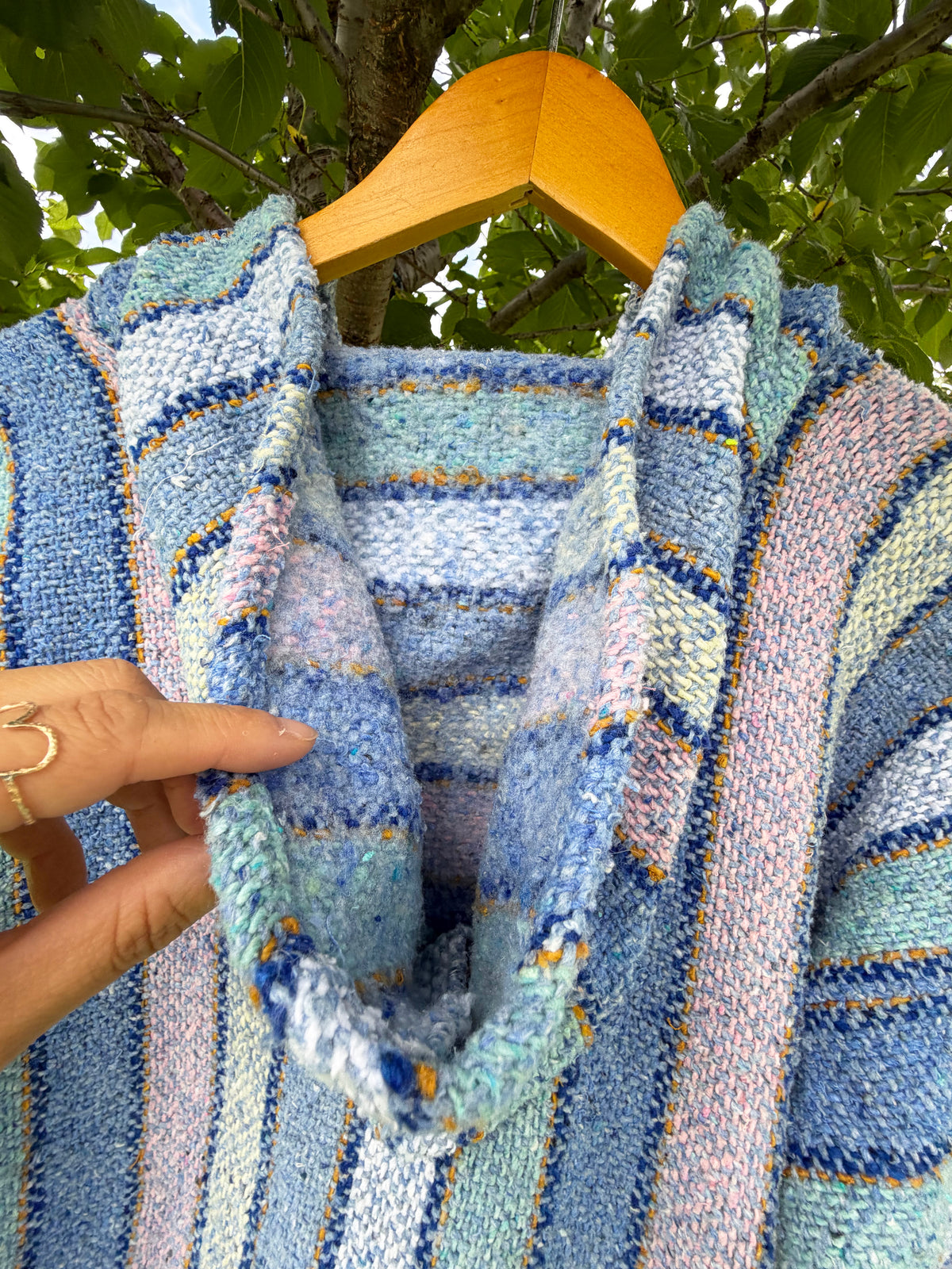 Textiles Pastel Multi stripe Baja Hoodie (size M)