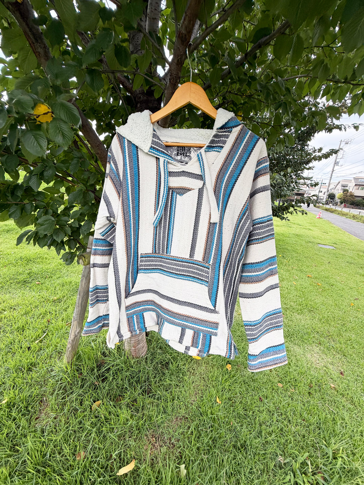 Senor Lopez Ivory Multi Stripe Baja Hoodie size M
