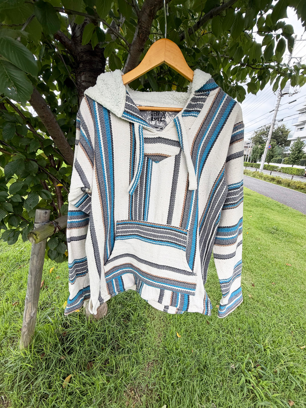 Senor Lopez Ivory Multi Stripe Baja Hoodie size M