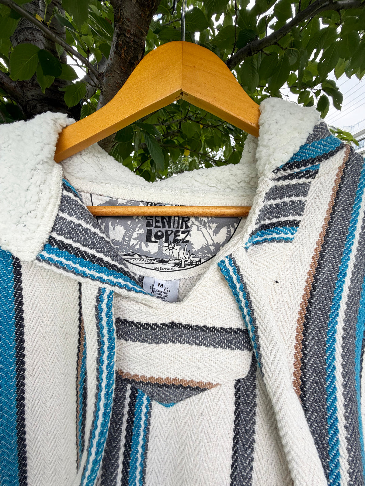 Senor Lopez Ivory Multi Stripe Baja Hoodie size M