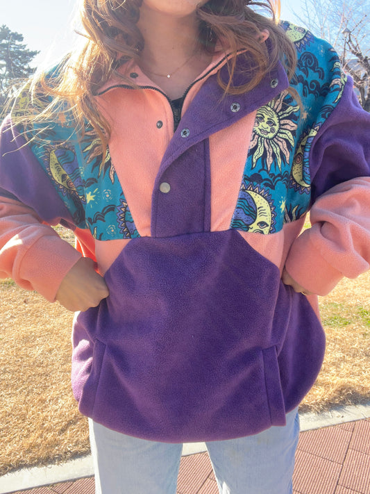 Euro vintage The sun and the moon fleece jacket (men's S-M相当)