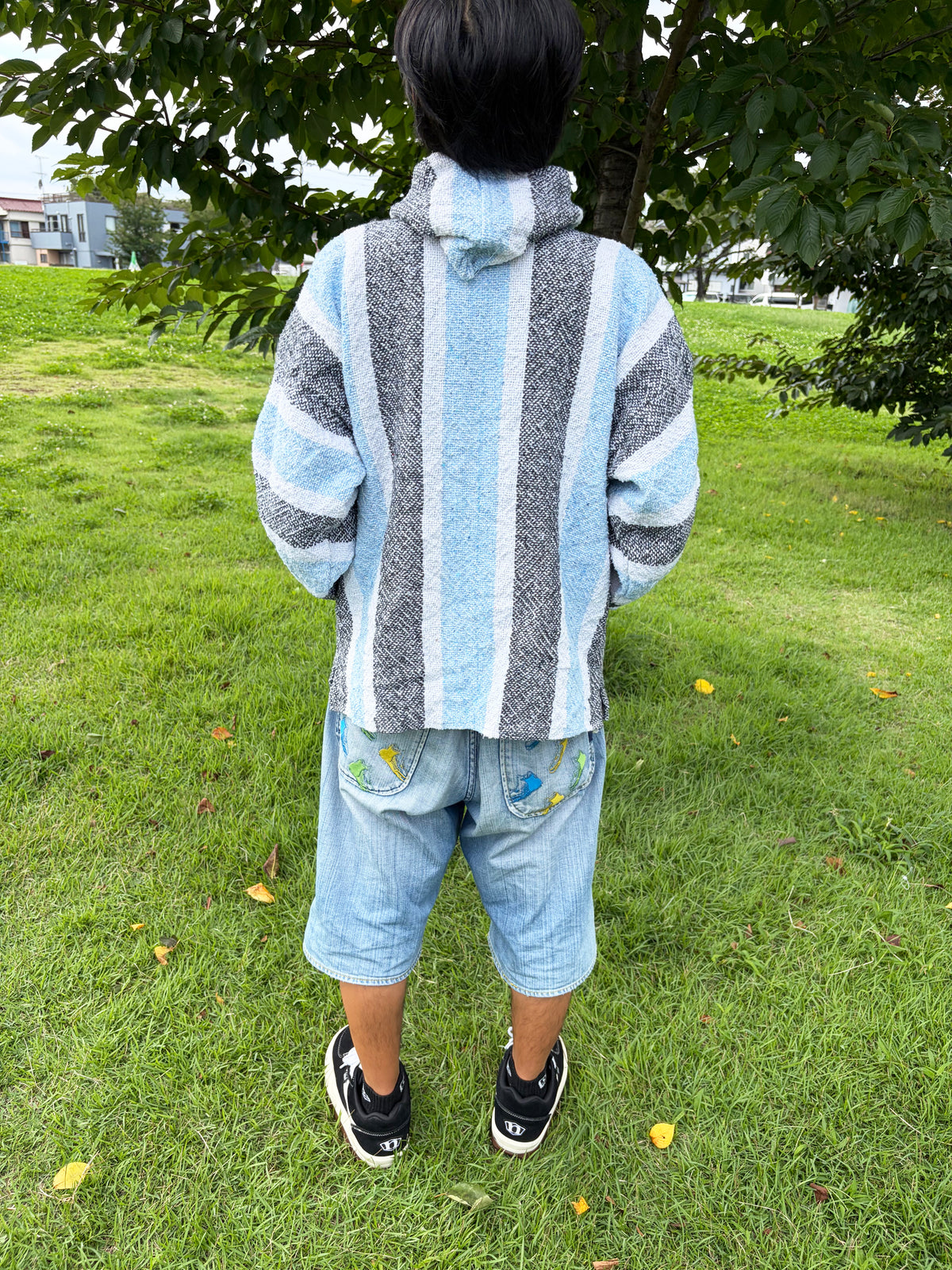 Light Blue & Grey Multi Stripe Baja Hoodie (size XL)