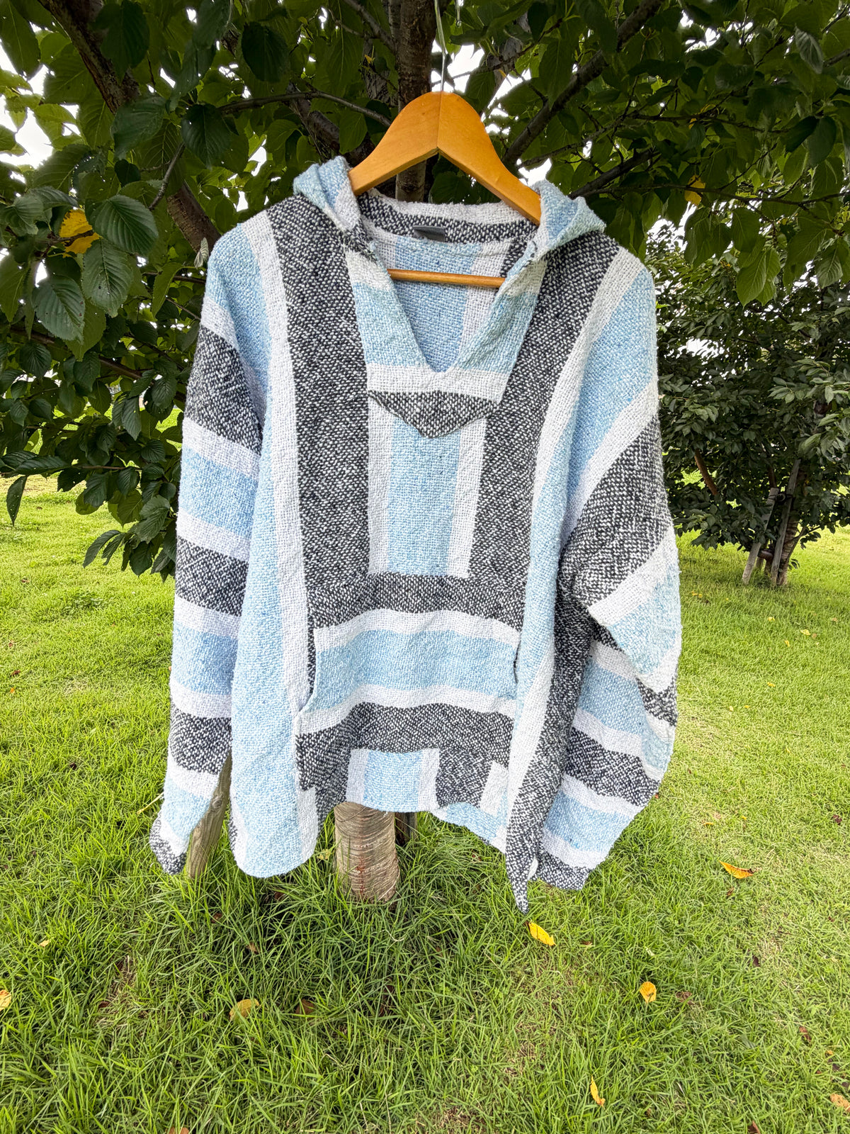 Light Blue & Grey Multi Stripe Baja Hoodie (size XL)