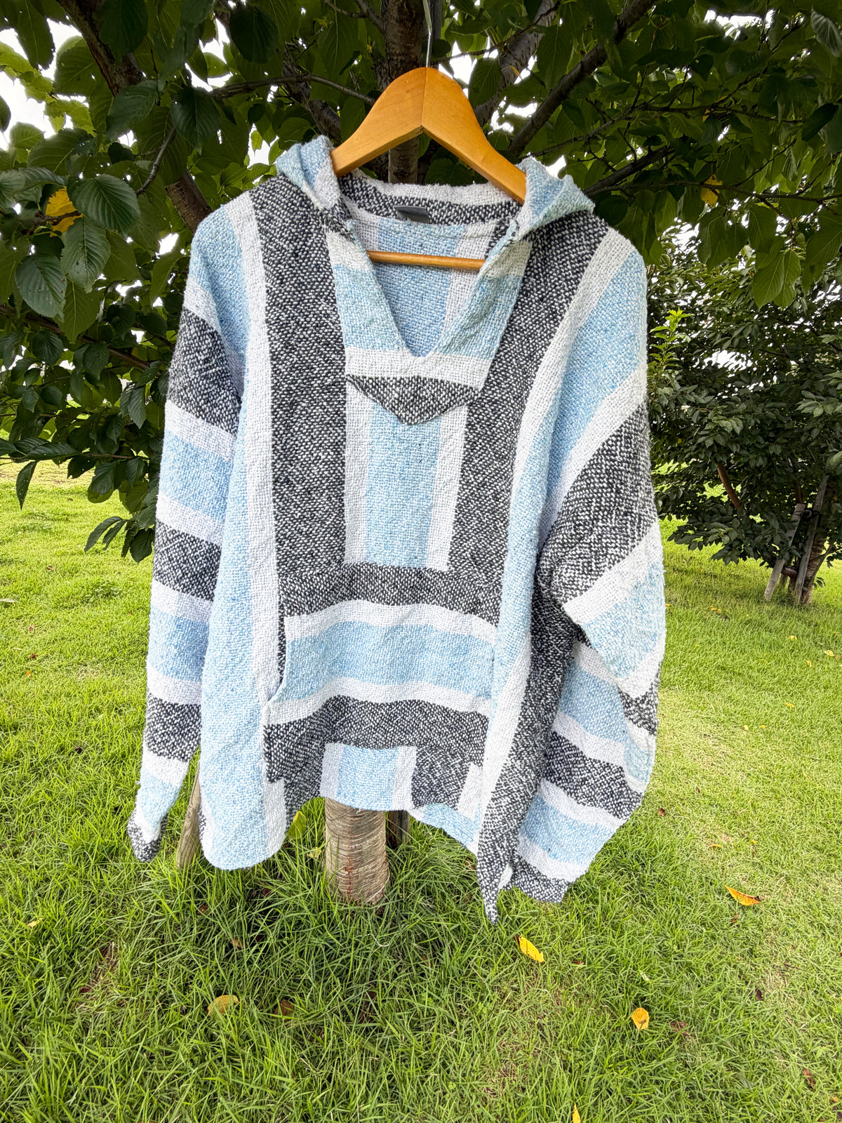Light Blue & Grey Multi Stripe Baja Hoodie (size XL)