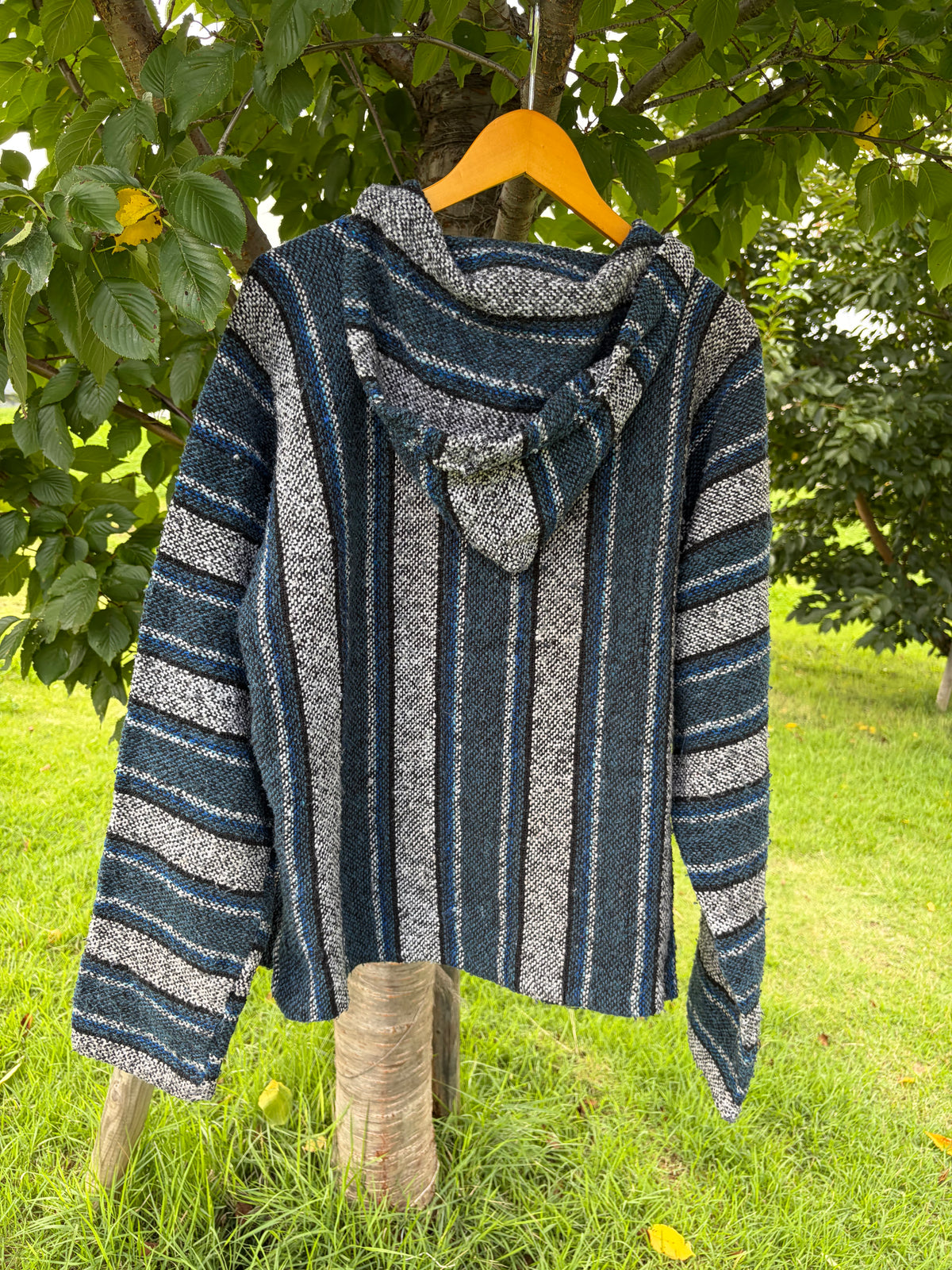 Navy Multi Stripe Baja Hoodie  (size L)