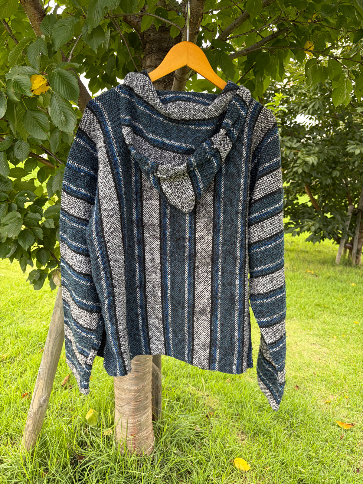 Navy Multi Stripe Baja Hoodie  (size L)