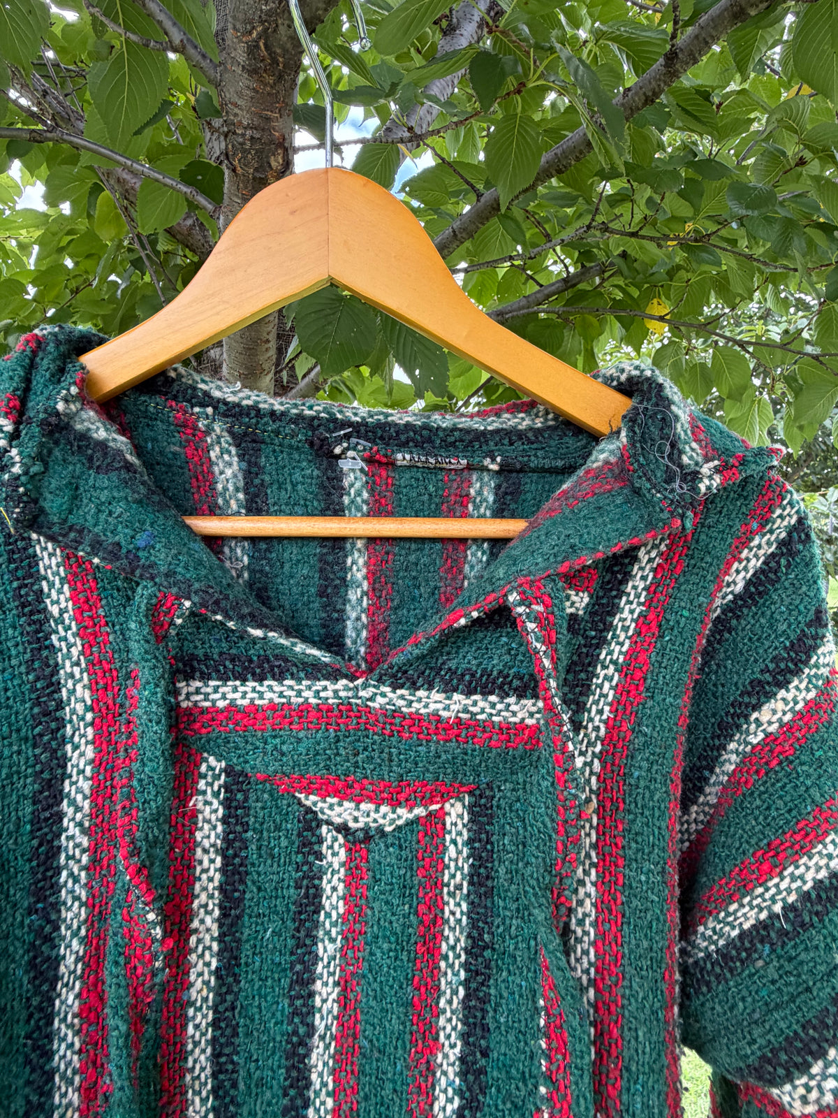 Green Multi Stripe Baja Hoodie men's L