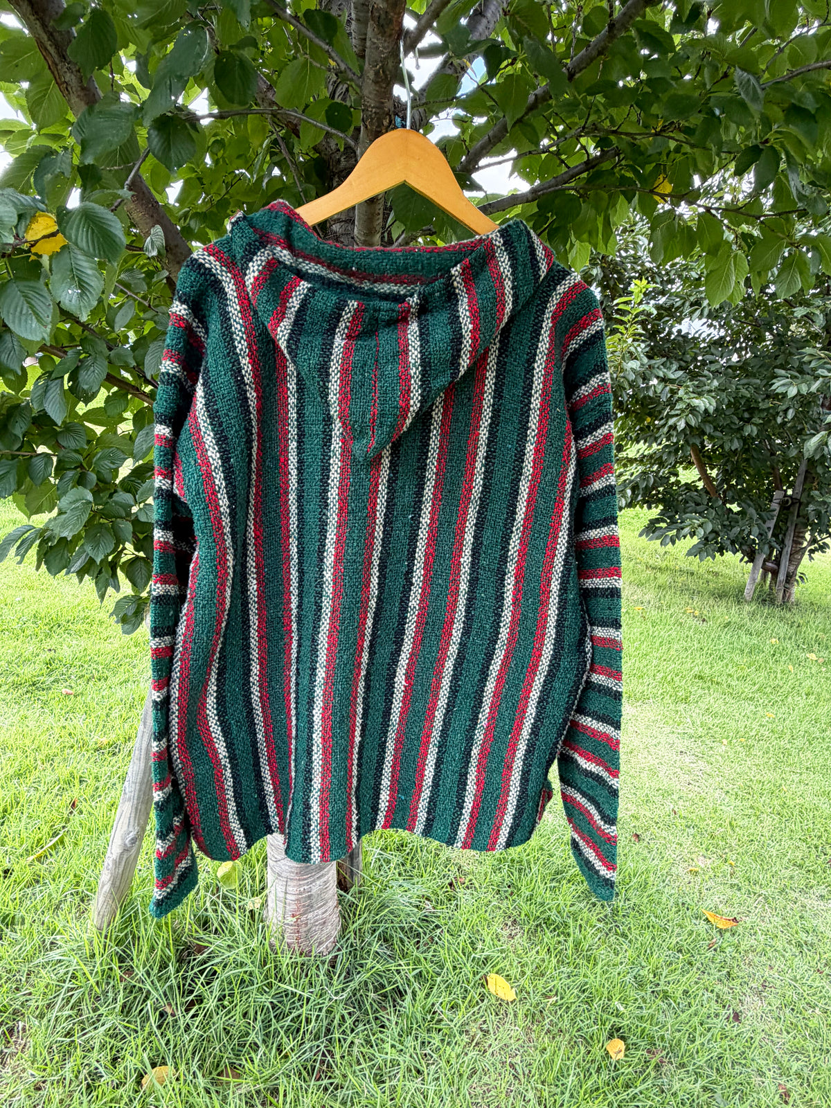 Green Multi Stripe Baja Hoodie men's L