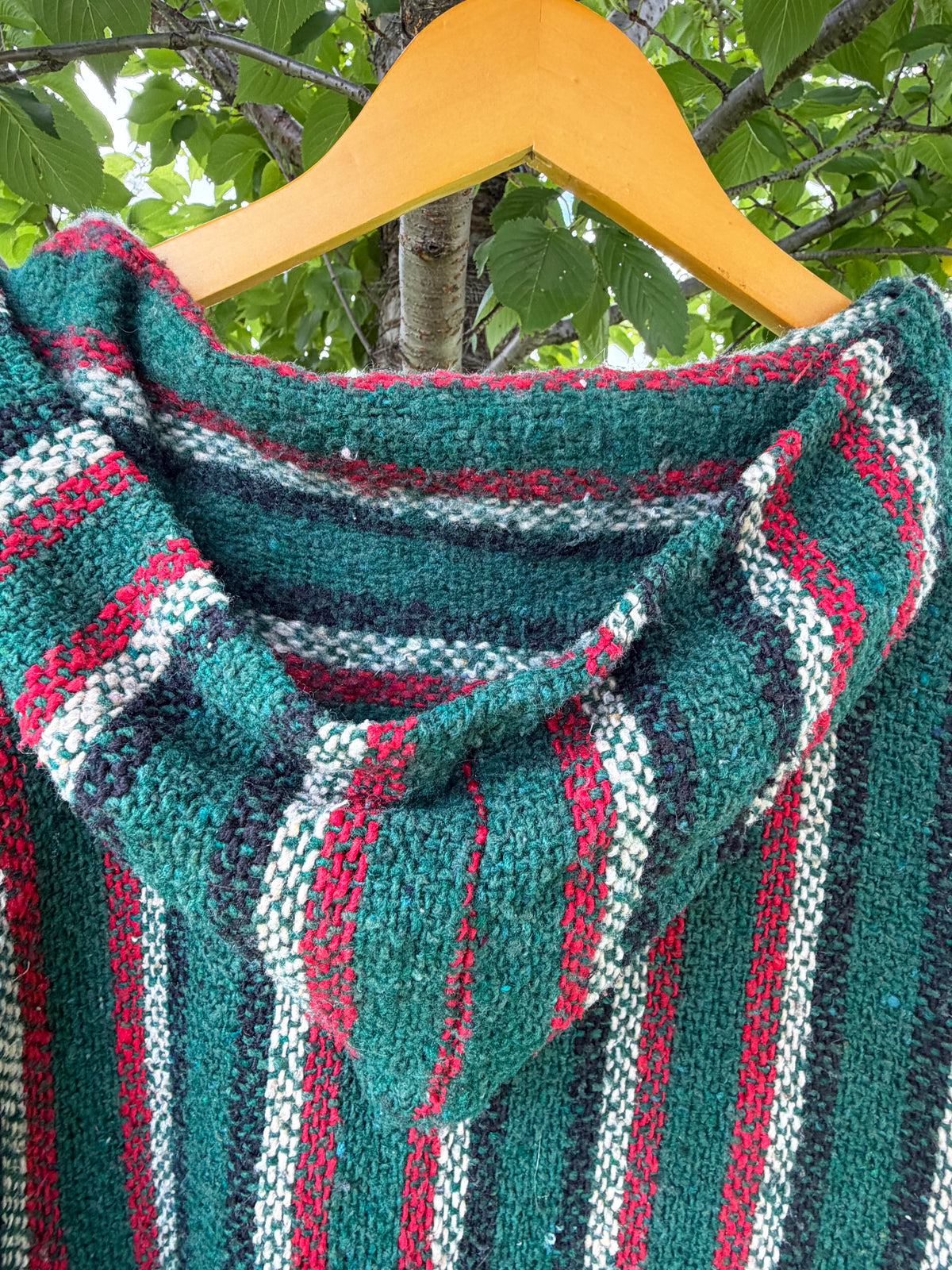 Green Multi Stripe Baja Hoodie men's L