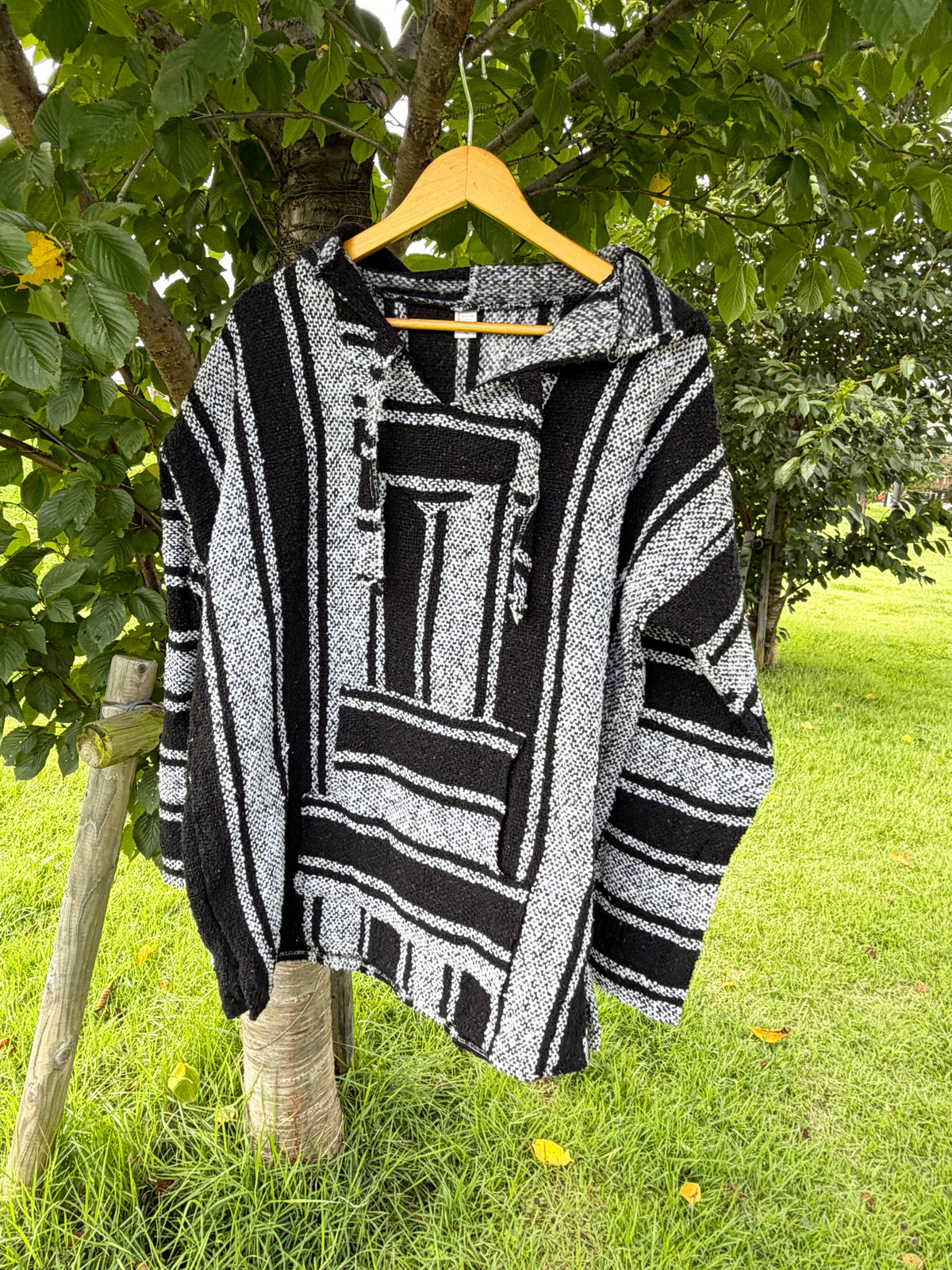 Black & White Multi Stripe Baja Hoodie size XL
