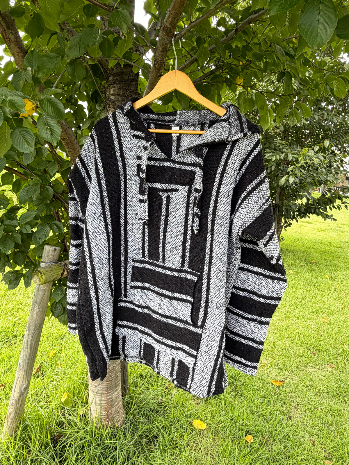 Black & White Multi Stripe Baja Hoodie size XL