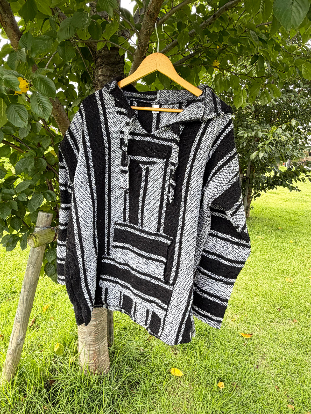 Black & White Multi Stripe Baja Hoodie size XL