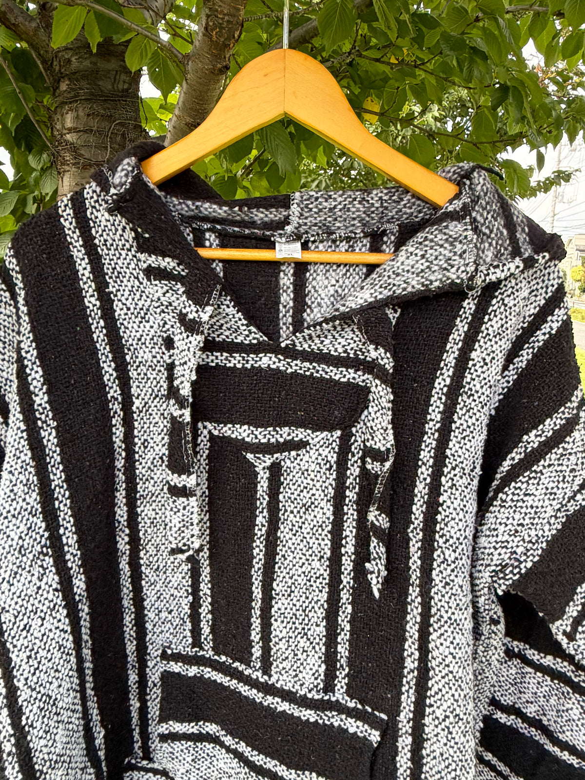 Black & White Multi Stripe Baja Hoodie size XL