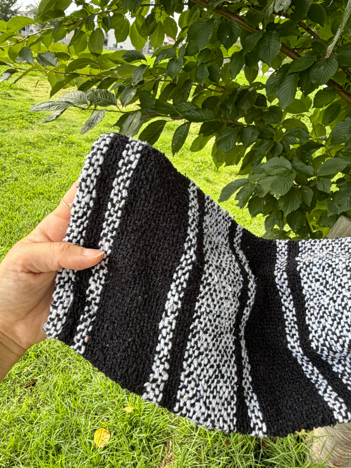 Black & White Multi Stripe Baja Hoodie size XL